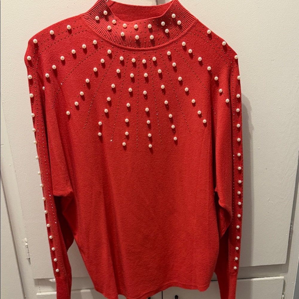 Stylish Sweater with Pearl Accents